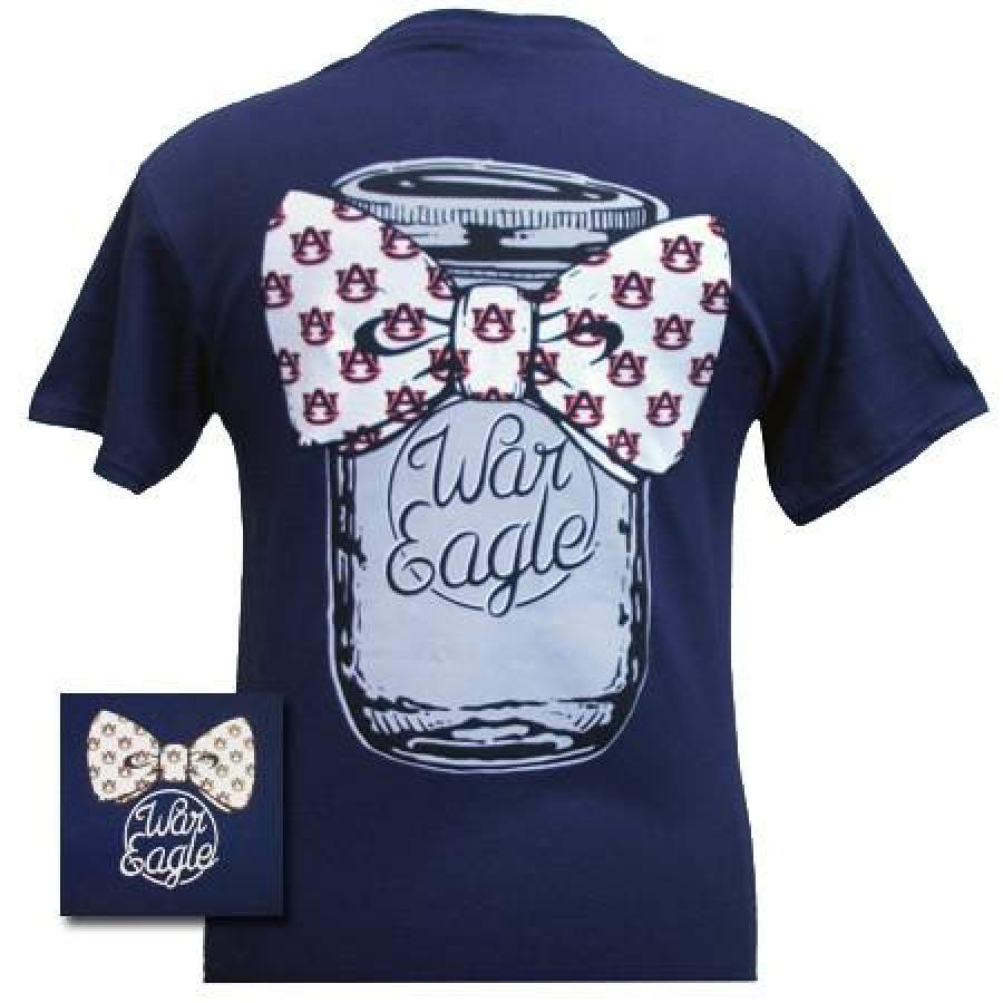 Auburn Tigers War Eagle Mason Jar Bow Bright T Shirt