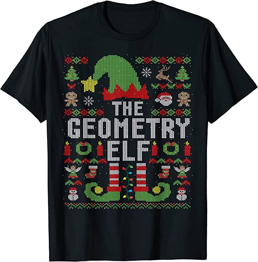 The Geometry Elf Ugly Christmas Matching Family Group T-Shirt