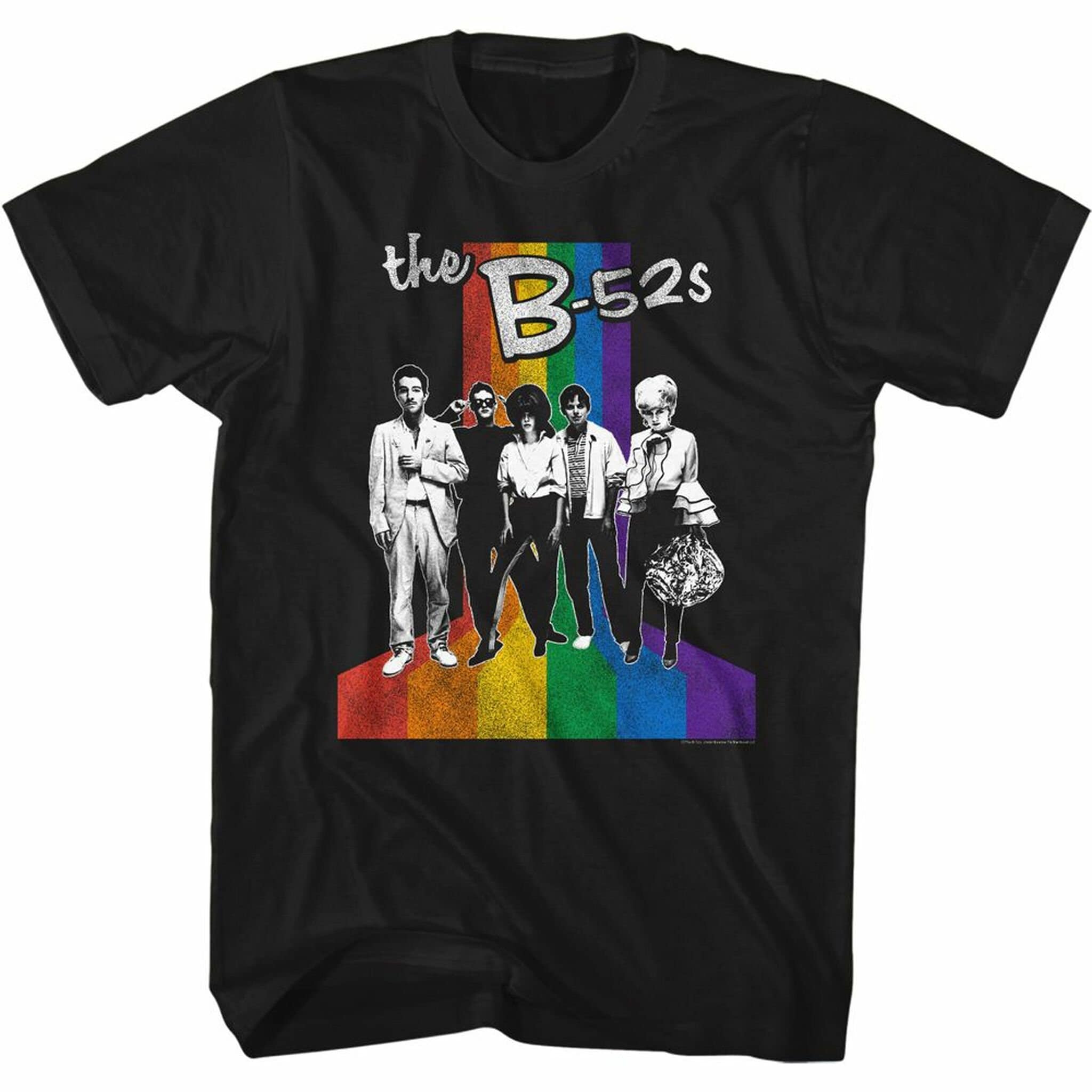 The B-52’s Band and Rainbow Black Adult T-Shirt