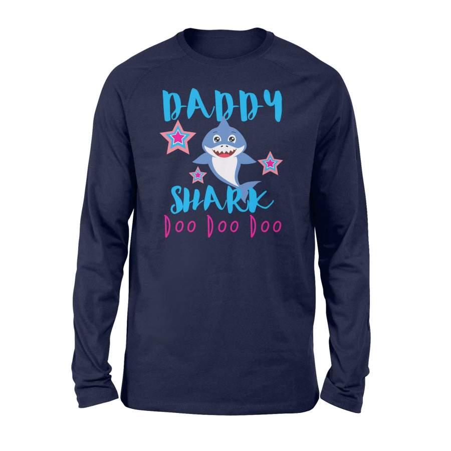 Birthday Shirt Daddy Shark  – Shark Family Tshirt – Standard Long Sleeve