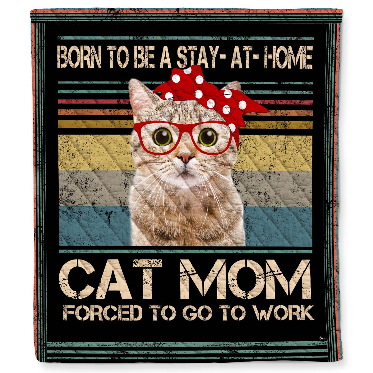 Vintage Funny Cat Kitten Mom Quilt Blanket