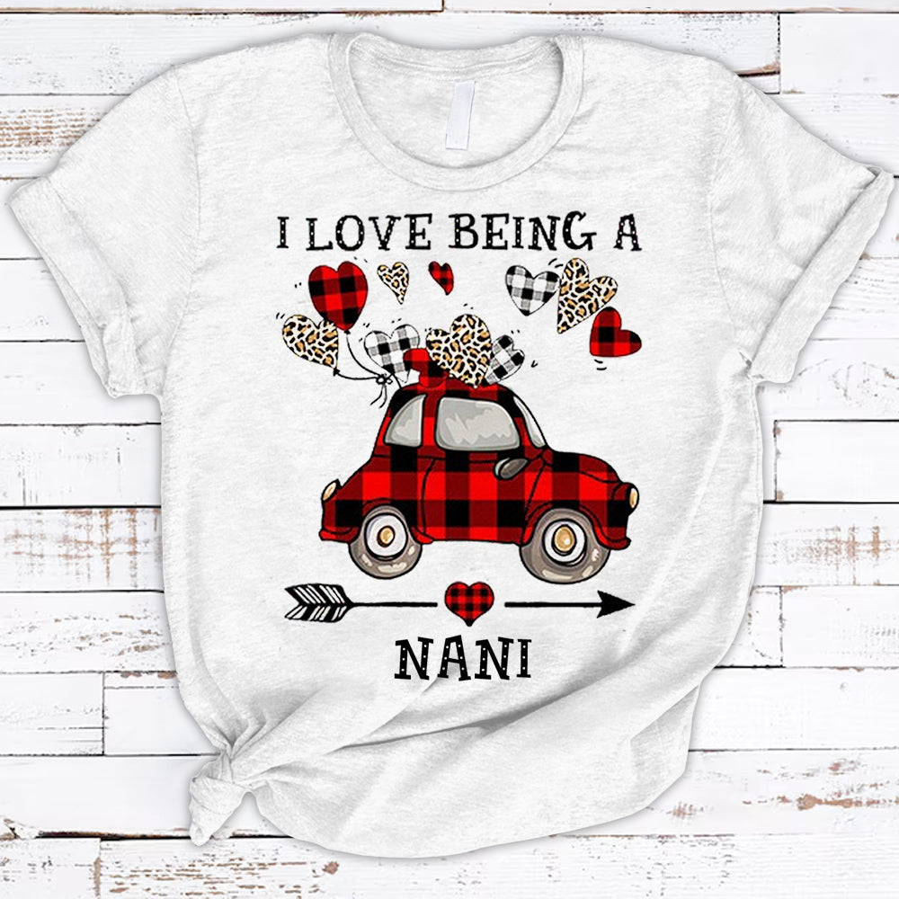 Personalized I Love Being A Gigi Heart Red Truck Caro Pattern Shirts For Nani