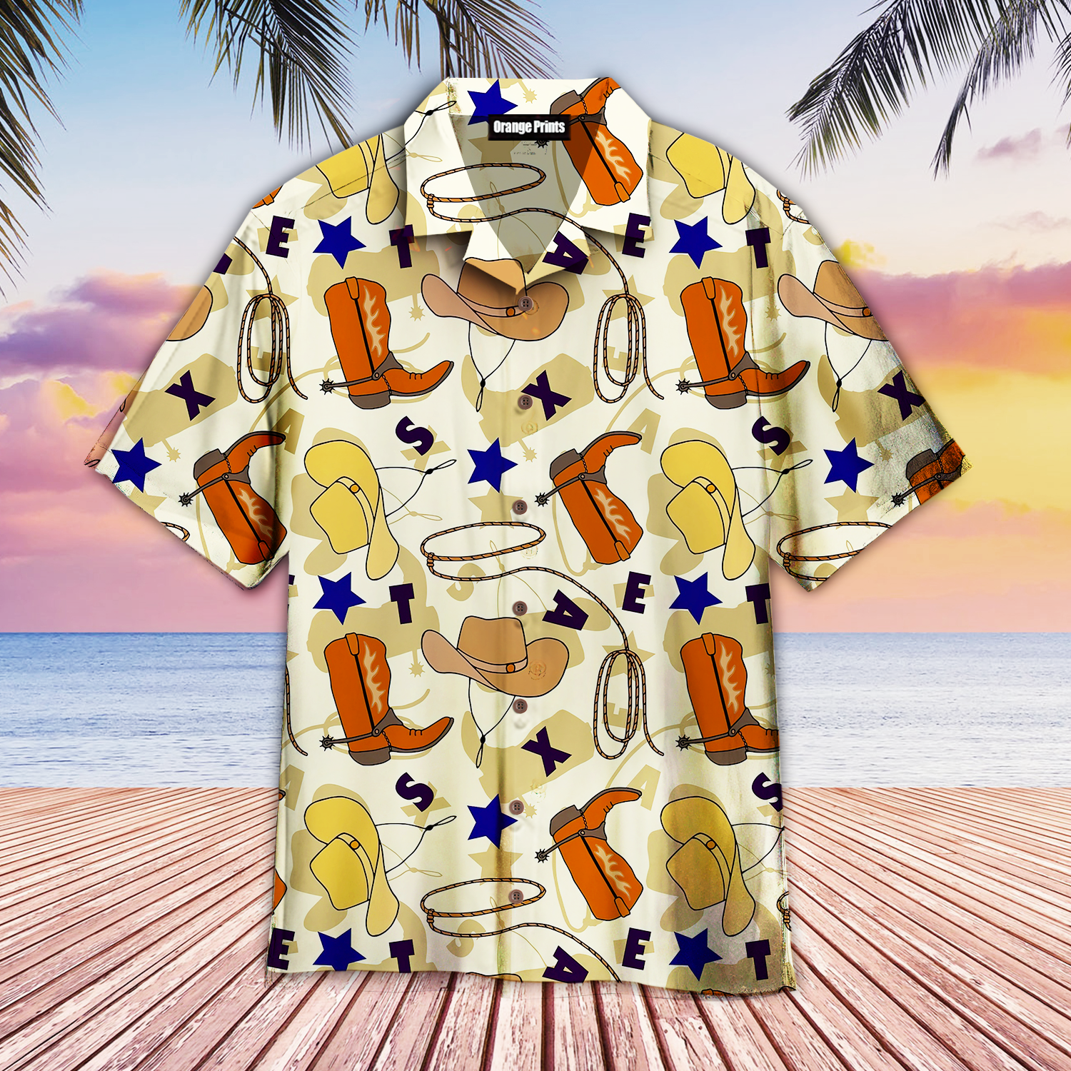 Texas Cowboy Boots Hat Rope Lasso Hawaiian Shirt – For Men And Women