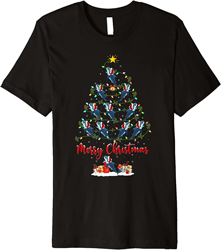 Whale Shark Christmas Tree Lights Funny Whale Shark Xmas Premium T-Shirt