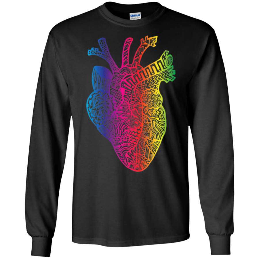 AGR Colorful Anatomical Heart Long T-shirt