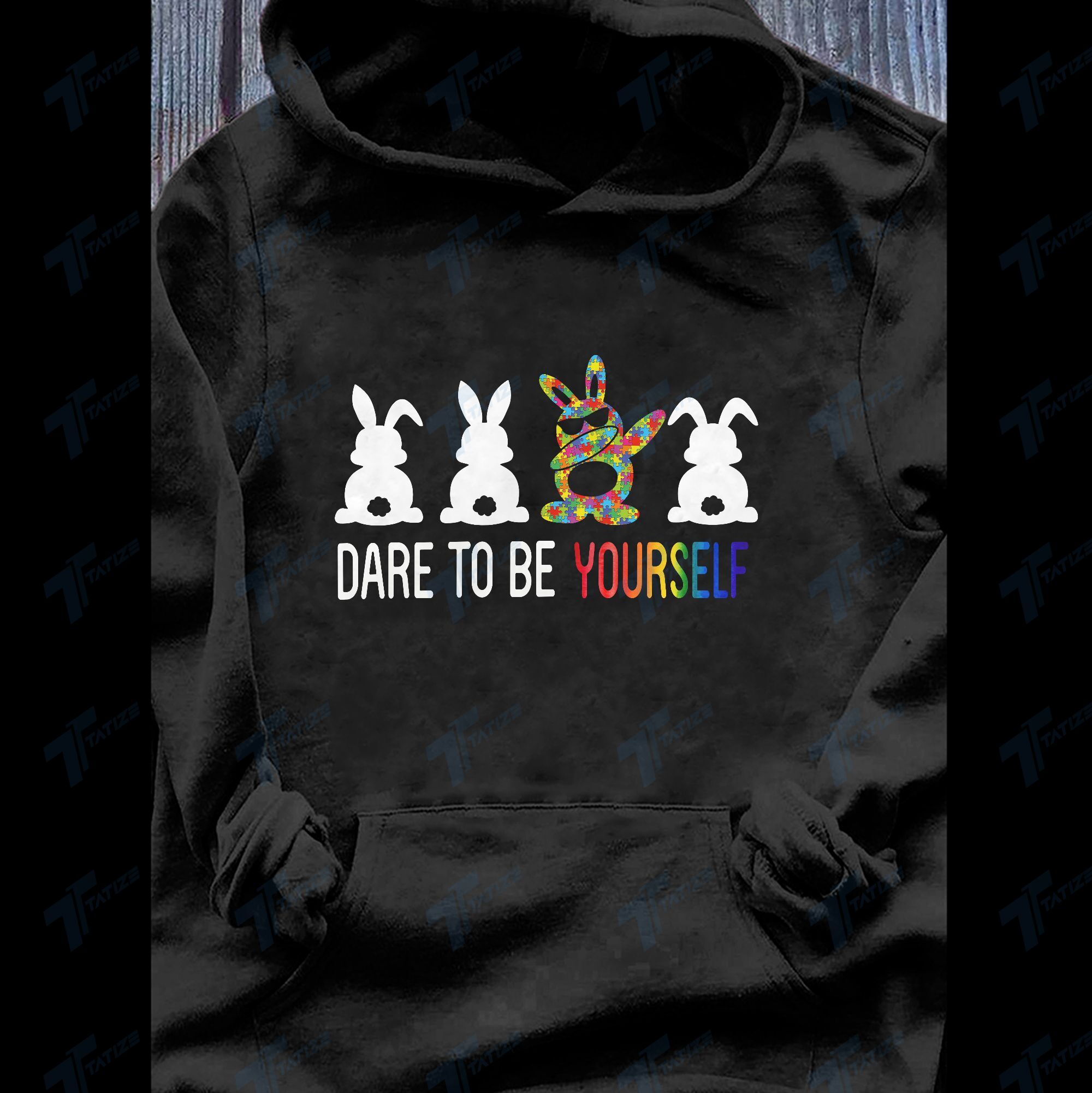 Bunny Rabbit Autism Dare To Be Yourself Graphic Unisex T Shirt, Sweatshirt, Hoodie Size S – 5XL