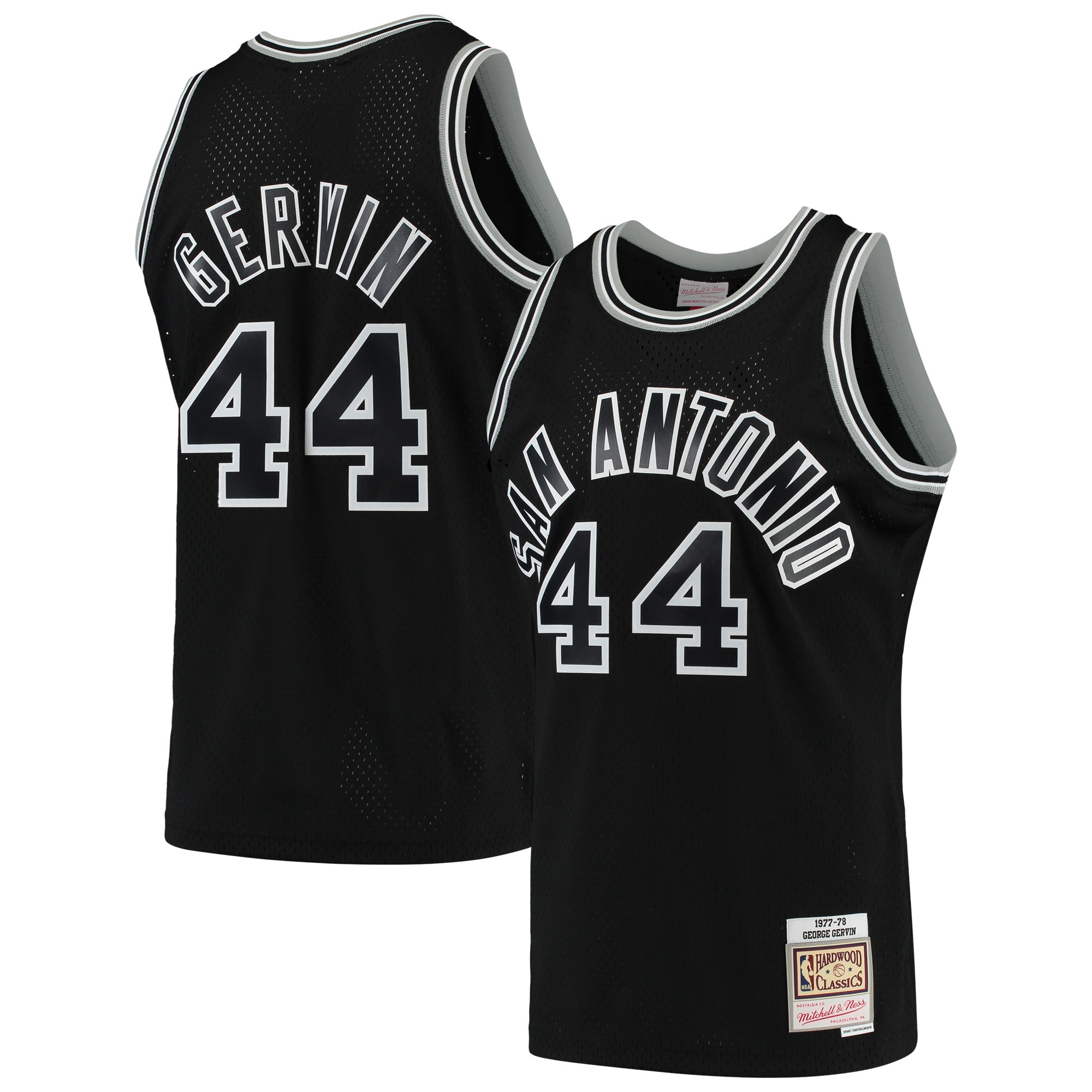 Men's Mitchell & Ness George Gervin Black San Antonio Spurs 1977-78 Hardwood Classics Swingman Player Jersey