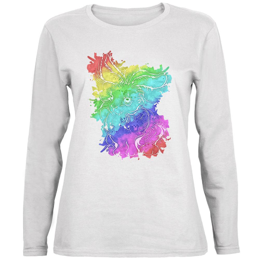 Rainbow Watercolor Easter Bunny Ladies’ Relaxed Jersey Long-Sleeve Tee