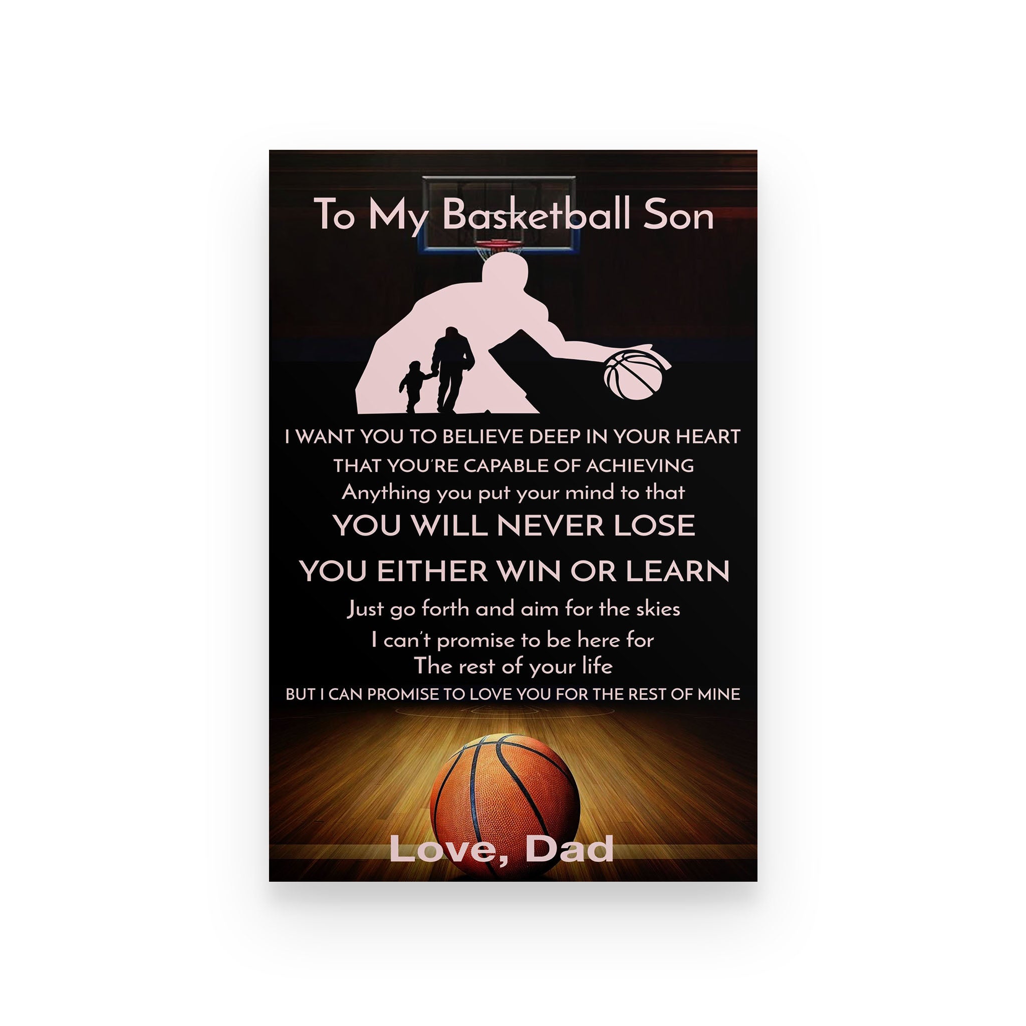 Basketball poster dad to son I want you to believe deep in your heart vs2