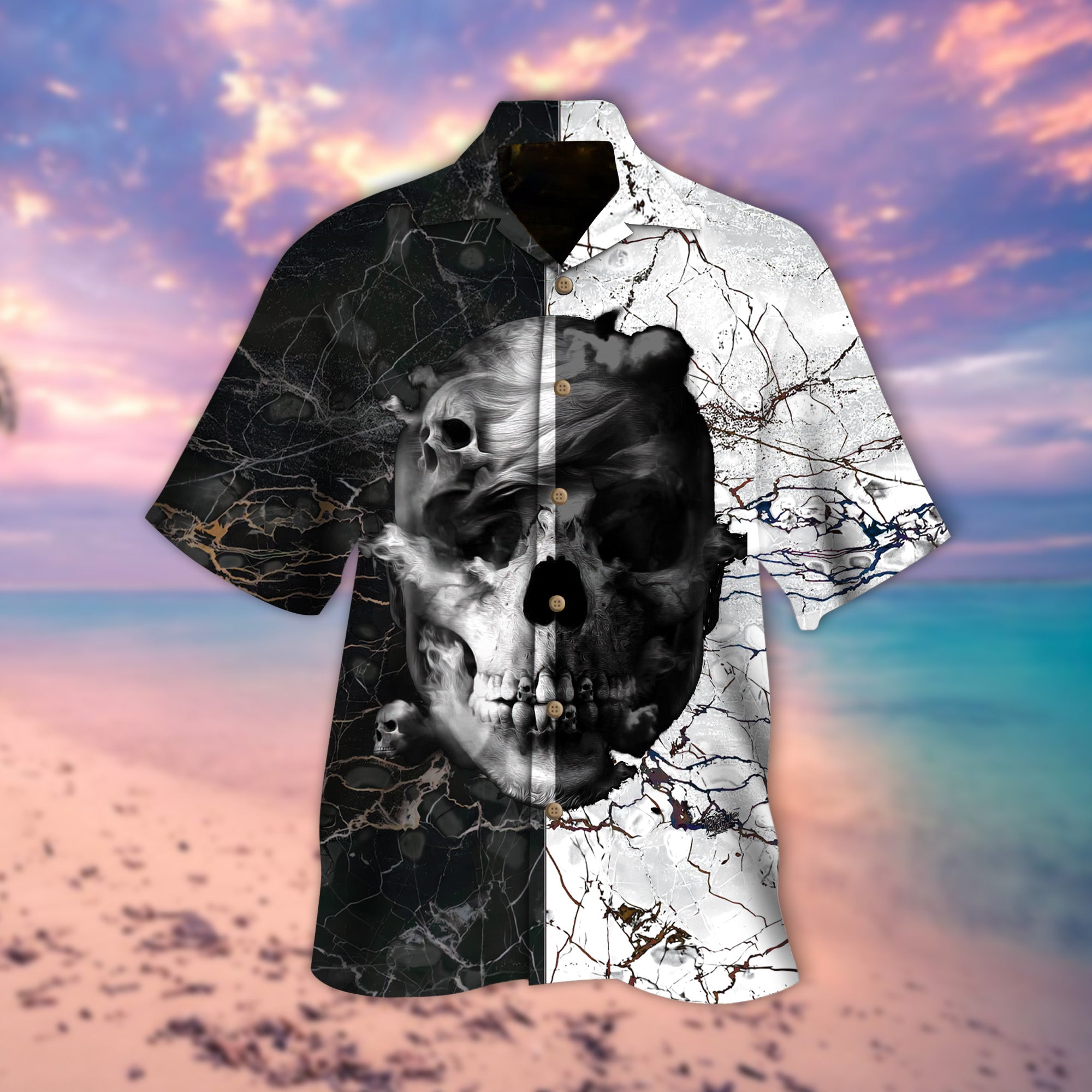 Black White Skull Hawaii Lover Hawaii Shirt For Men Women Ha54183