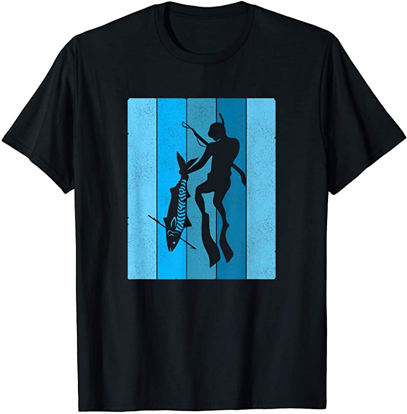 Vintage Spearfishing Lover Freediving Ocean Graphic Diving T-Shirt