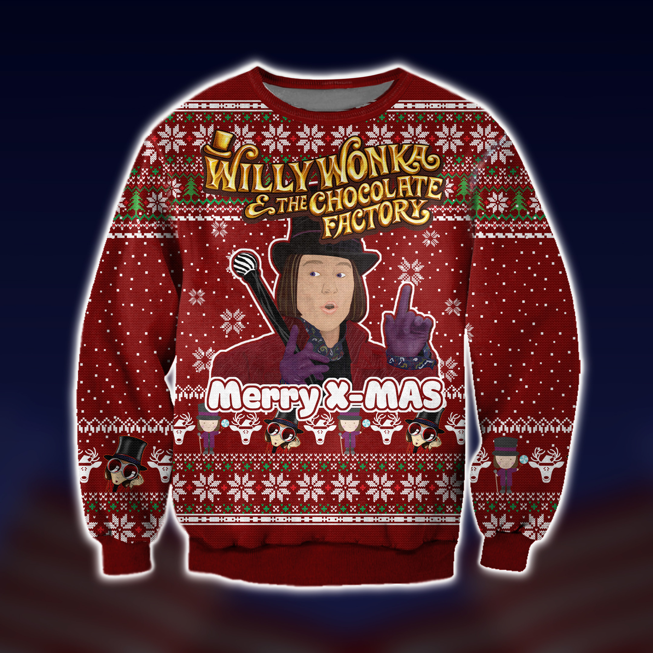 Willy Wonka And The Chocolate Factory Ugly Christmas Sweater