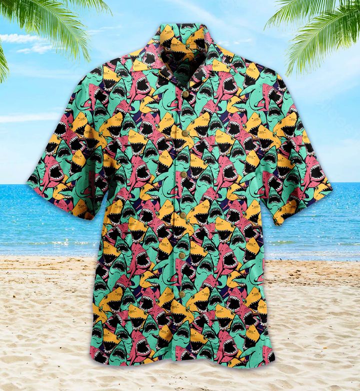 Shark Colorful Hawaiian Shirt 3D