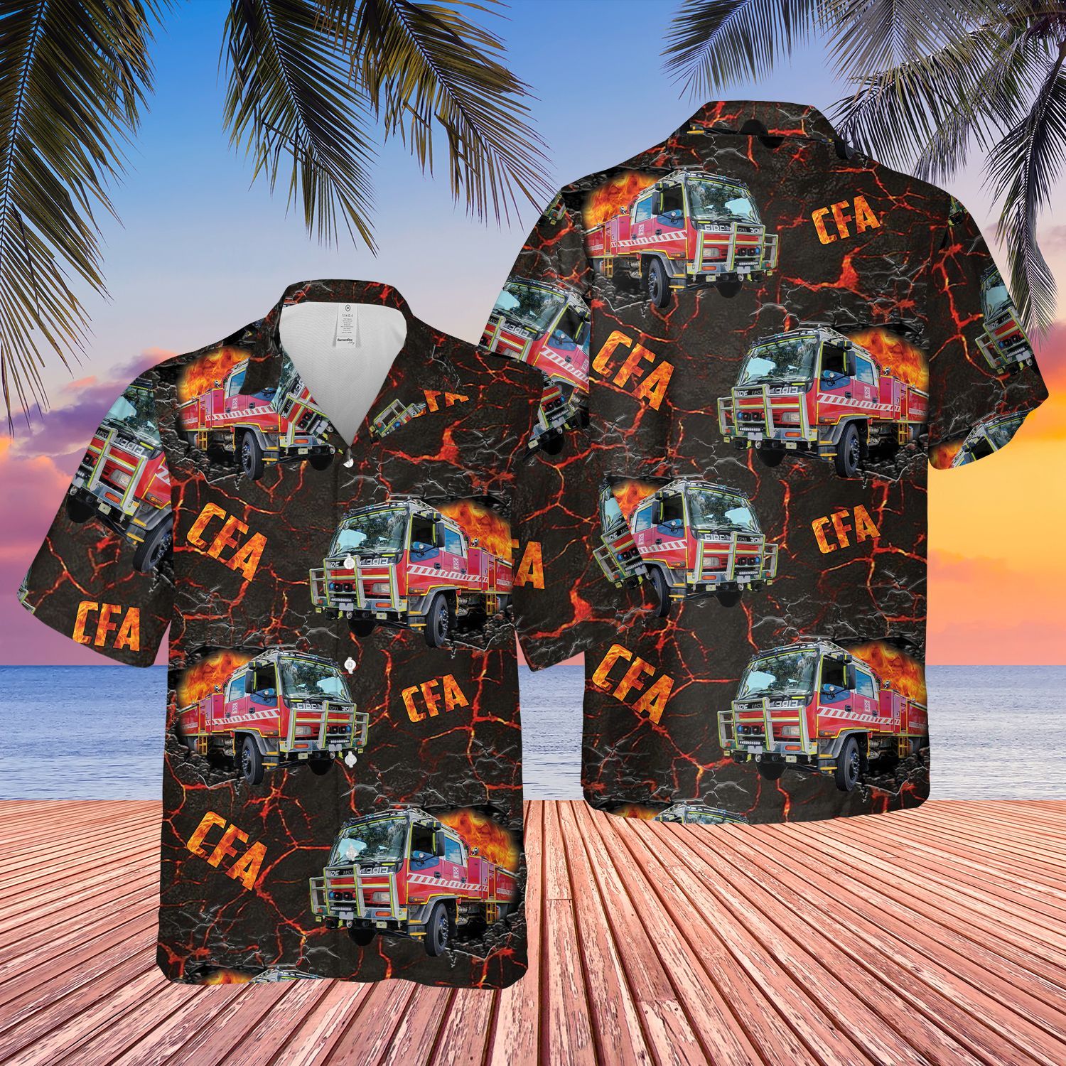 Victoria Fire Service Trucks Short Sleeve  Khaki High Quality Unisex Hawaiian Shirt For Men And Women Dhc17063256