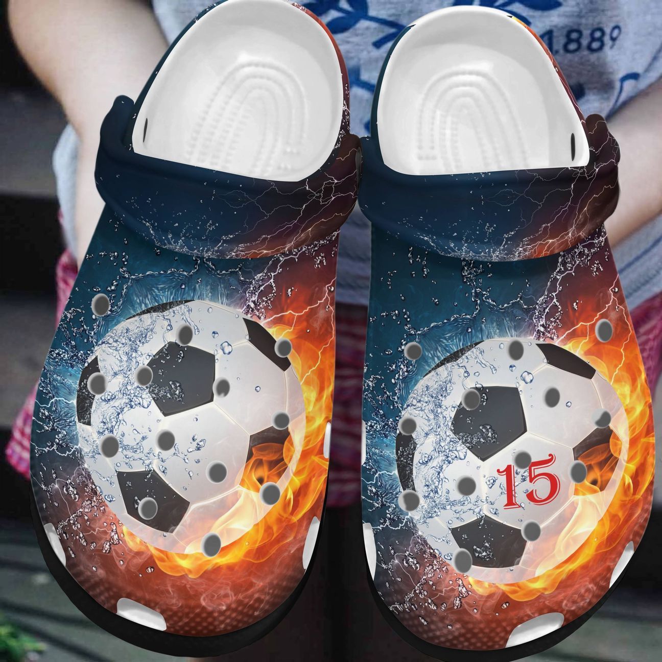 Soccer Personalized Clog, Custom Name, Text, Color, Number Fashion Style For Women, Men, Kid, Print 3D Soccer Fire