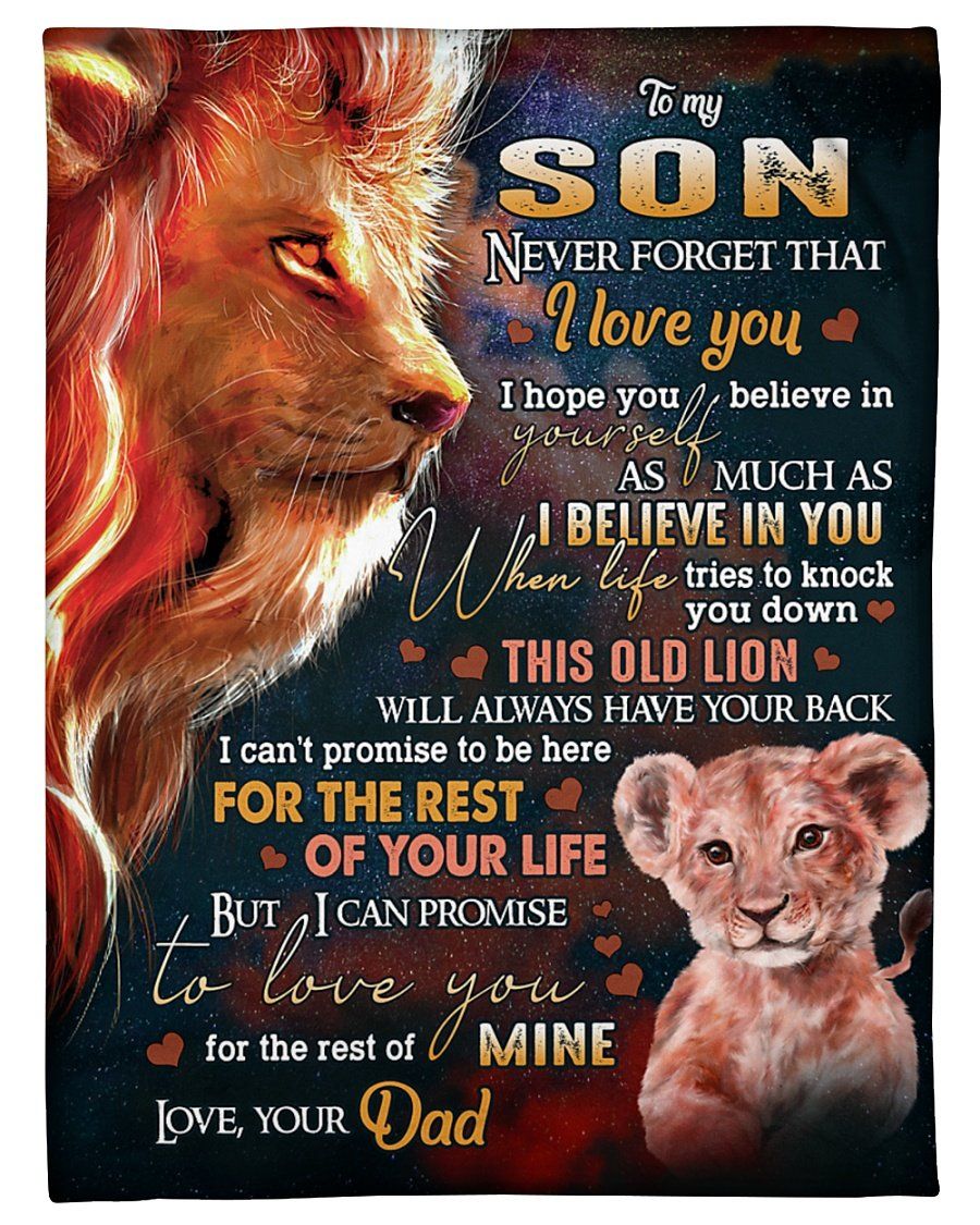 This Old Lion Will Always Have Your Back Dad To Son Fleece Blanket