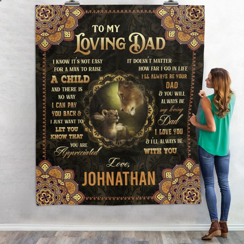 [Personalized Name] To My Loving Dad –  Best Idea Gift For Dad, Gift For Home Decor, Gift For Family  – Custom Fleece Blanketc