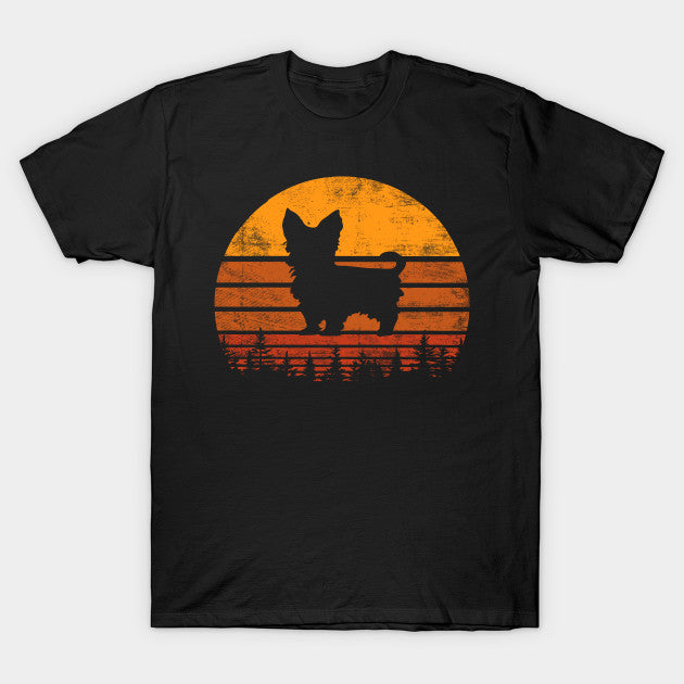 Vintage Yorkie Dog Retro Sunset Gift Dog Lovers Men Women T shirt