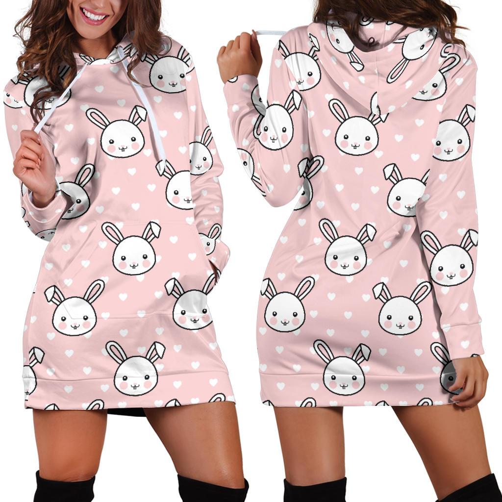 Rabbit Pattern Print Design Rb02 Women Hoodie Dress