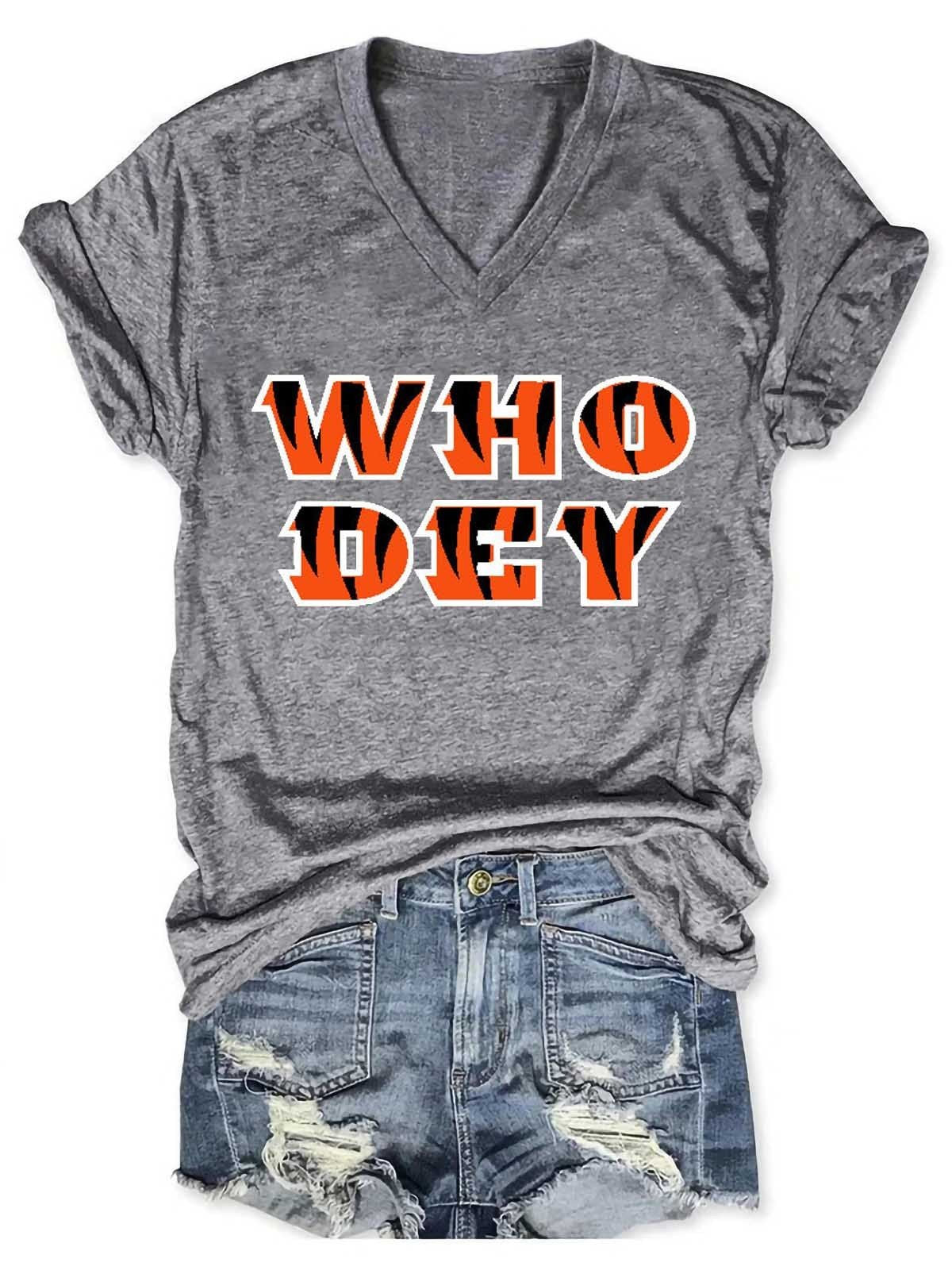 Women Who Dey Cincinnati Bengals Tiger V-Neck T-Shirt