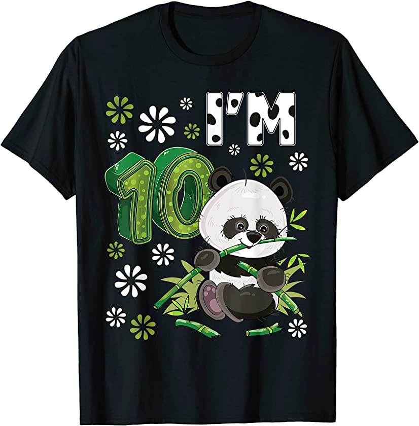 10 Year Old Panda 10th Birthday Party Animal Panda Lover T-Shirt