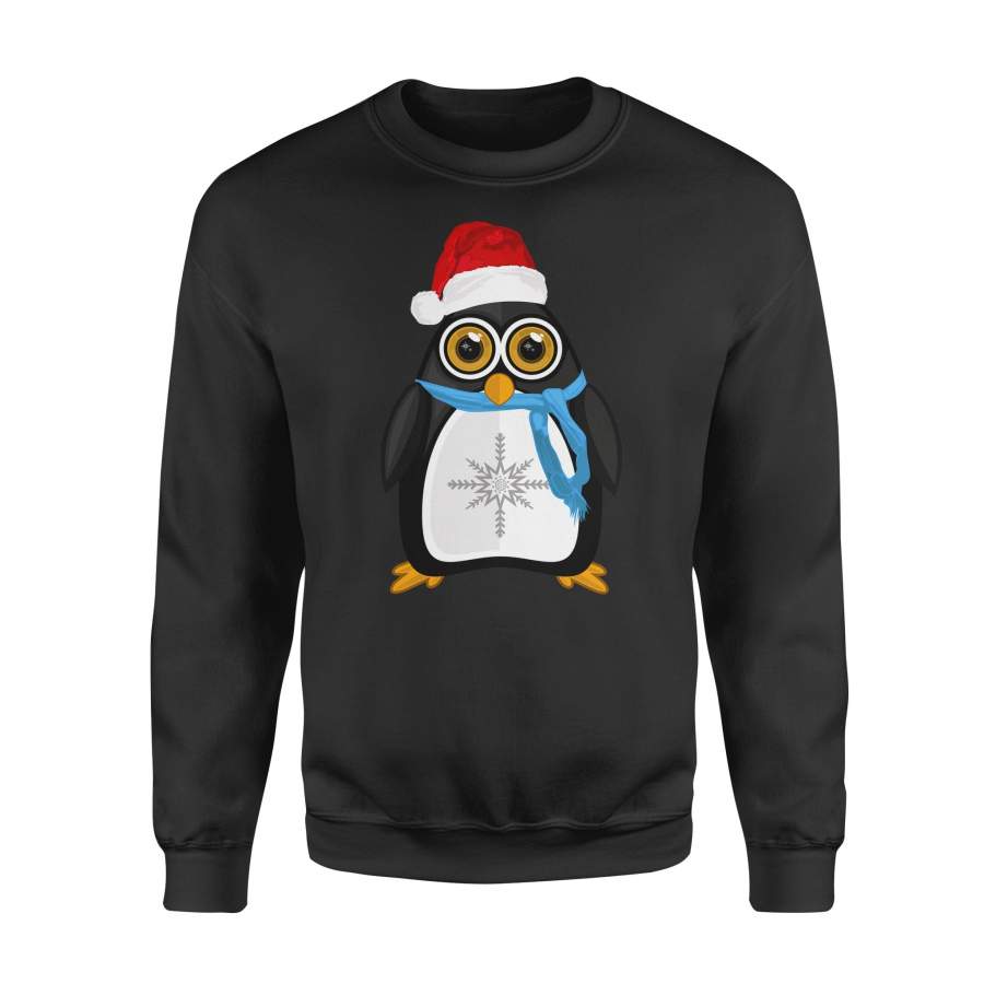 Christmas Gift Idea A Penguin Has Blue Scaft And Santa Hat Snowflake In Stomatch – Standard Crew Neck Sweatshirt