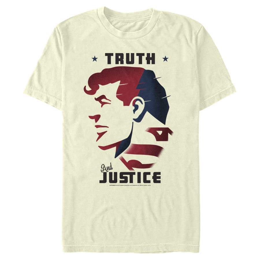 Superman Men’s Truth & Justice Profile  T Shirt