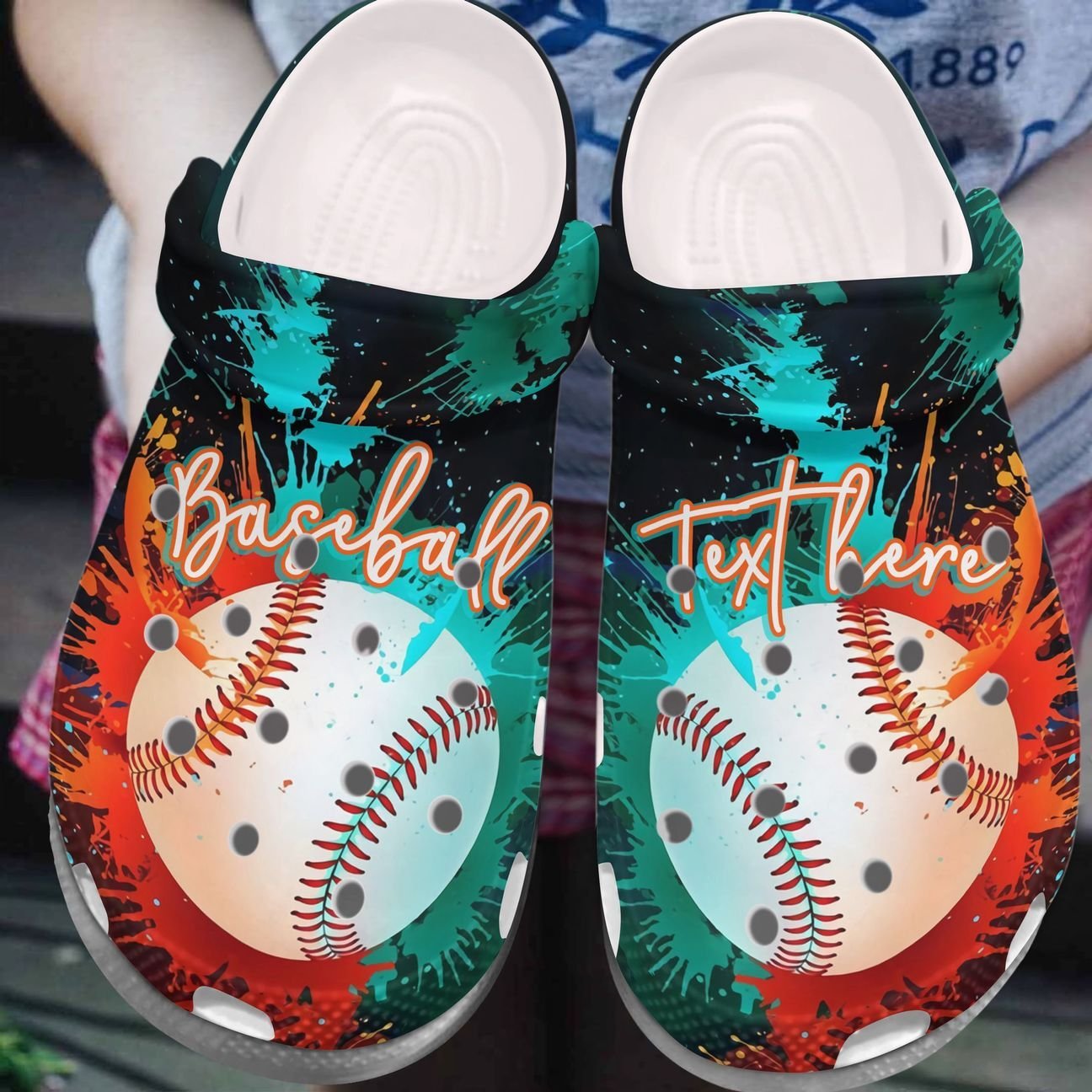 Baseball Personalized Clog, Custom Name, Text, Color, Number Fashion Style For Women, Men, Kid, Print 3D Neon Baseball