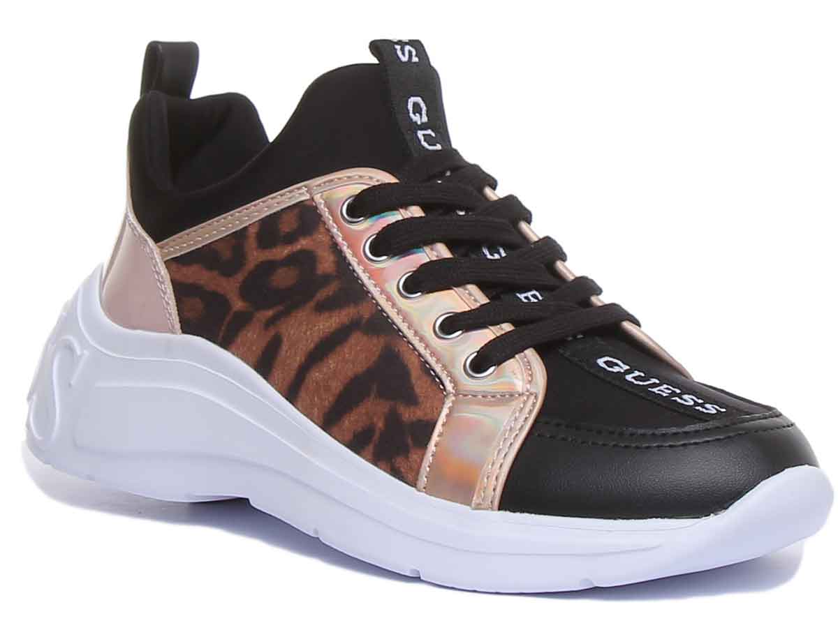 Guess Speerit Women’S Lace Up Lightweight Sneakers In Leopard