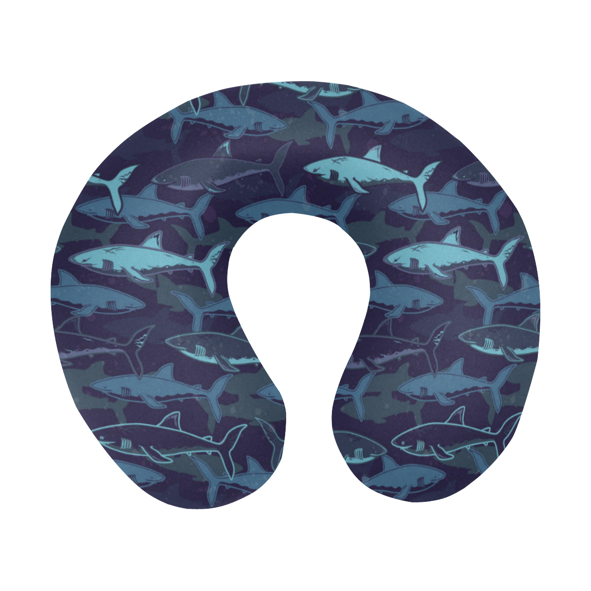 Shark Pattern U-Shaped Travel Neck Pillow