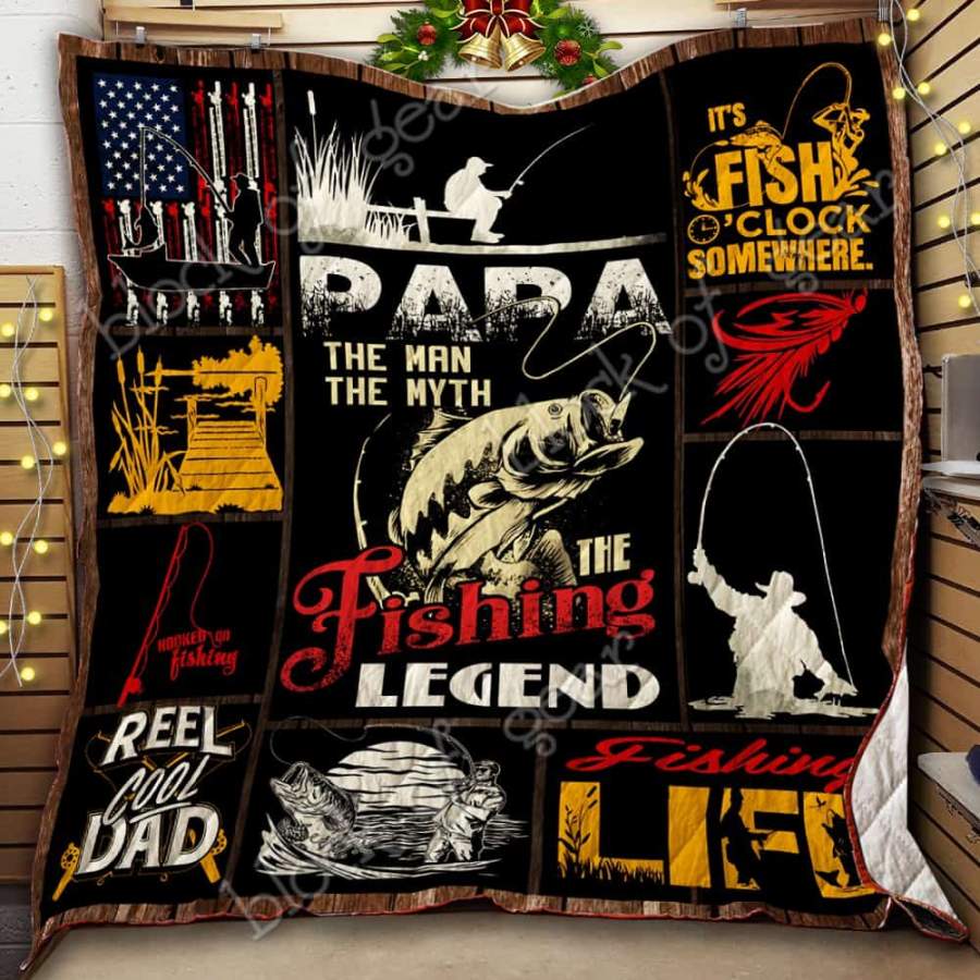 Wozoro Quilt Blanket Fishing Papa The Fishing Legend Twin Queen King Size