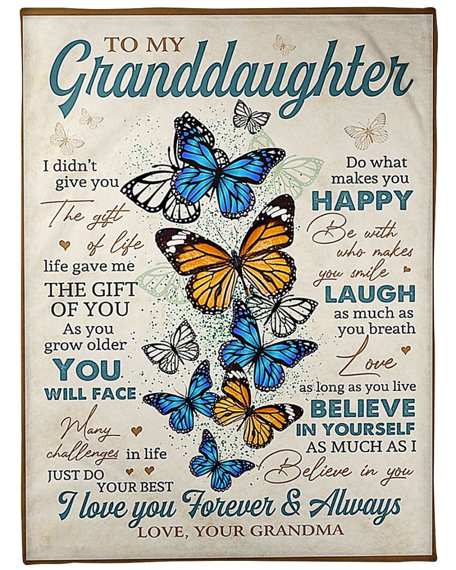 To My Granddaughter, Butterfly Fleece Blanket