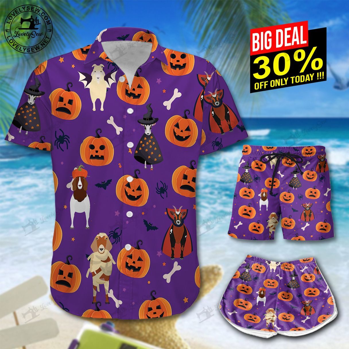 Halloween Goats Hawaiian Shirt Shorts Ha76597