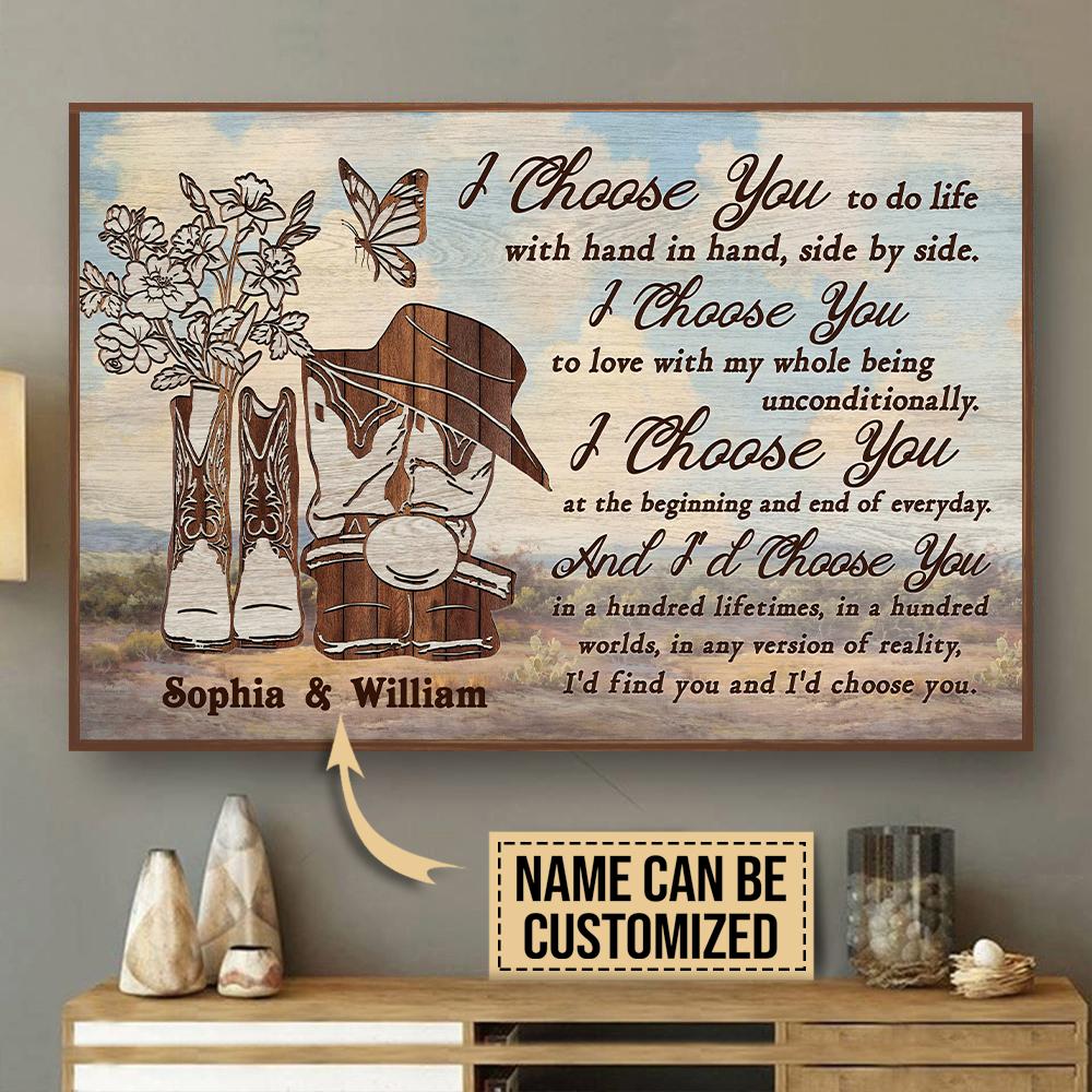 Personalized Canvas, Custom Canvas Prints Sky Cowboy Couple I Choose You Customized Poster Print, Canvas Poster Wall Art, Canvas Print Wall Decor