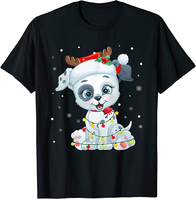 Santa Hat Dalmatian Puppy Christmas Dog Lovers Pajama T-Shirt