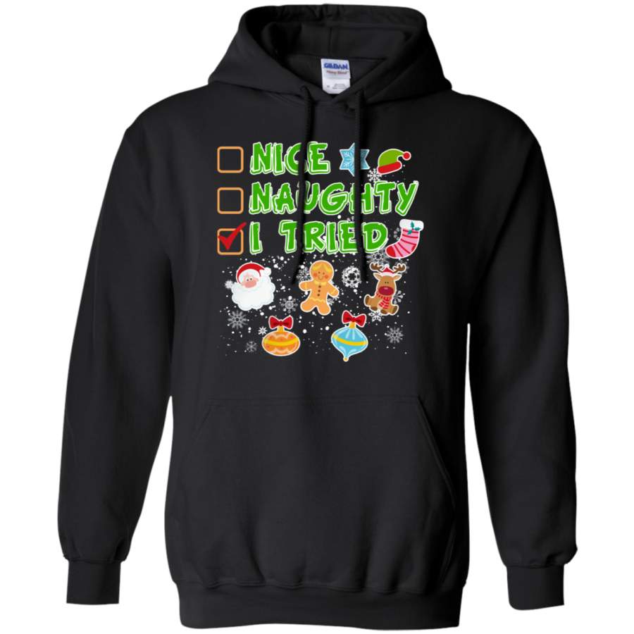 Nice – Naughty – I Tried Funny Christmas Hoodie