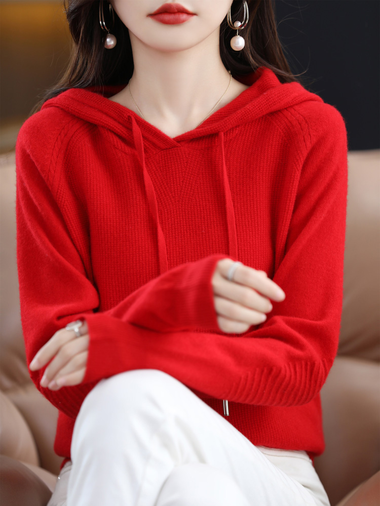 2022 Autumn New Women’s Hooded Knitted Sweater Long-Sleeved Thickened Loose Coat Top alx