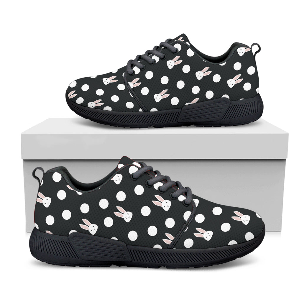 Polka Dot Rabbit Pattern Print Black Athletic Shoes