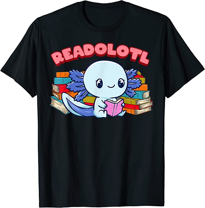 Animal Readolotl Reading Amphibian Bookworm Funny Axolotl T-Shirt