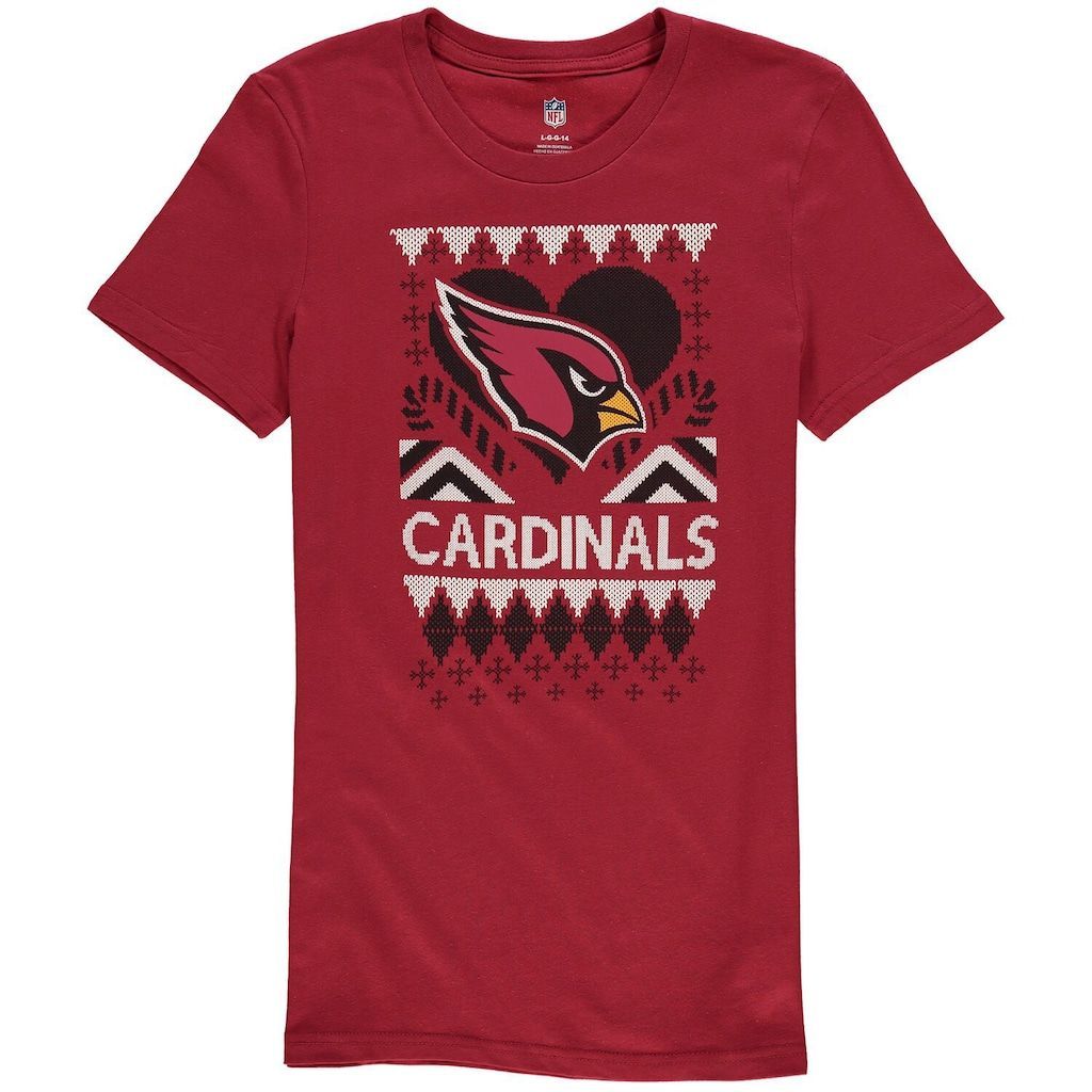 Clothing Girls Cardinal Arizona Cardinals Candy Cane Love Tshirt Yth Acr Red 2323