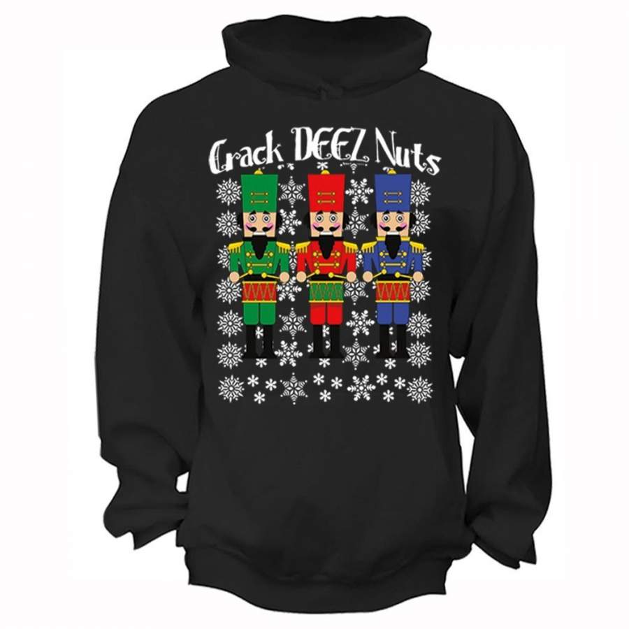 XtraFly Apparel Men’s Crack Deez Nuts Nutcracker Soldier Ugly Christmas Hooded-Sweatshirt Pullover Hoodie