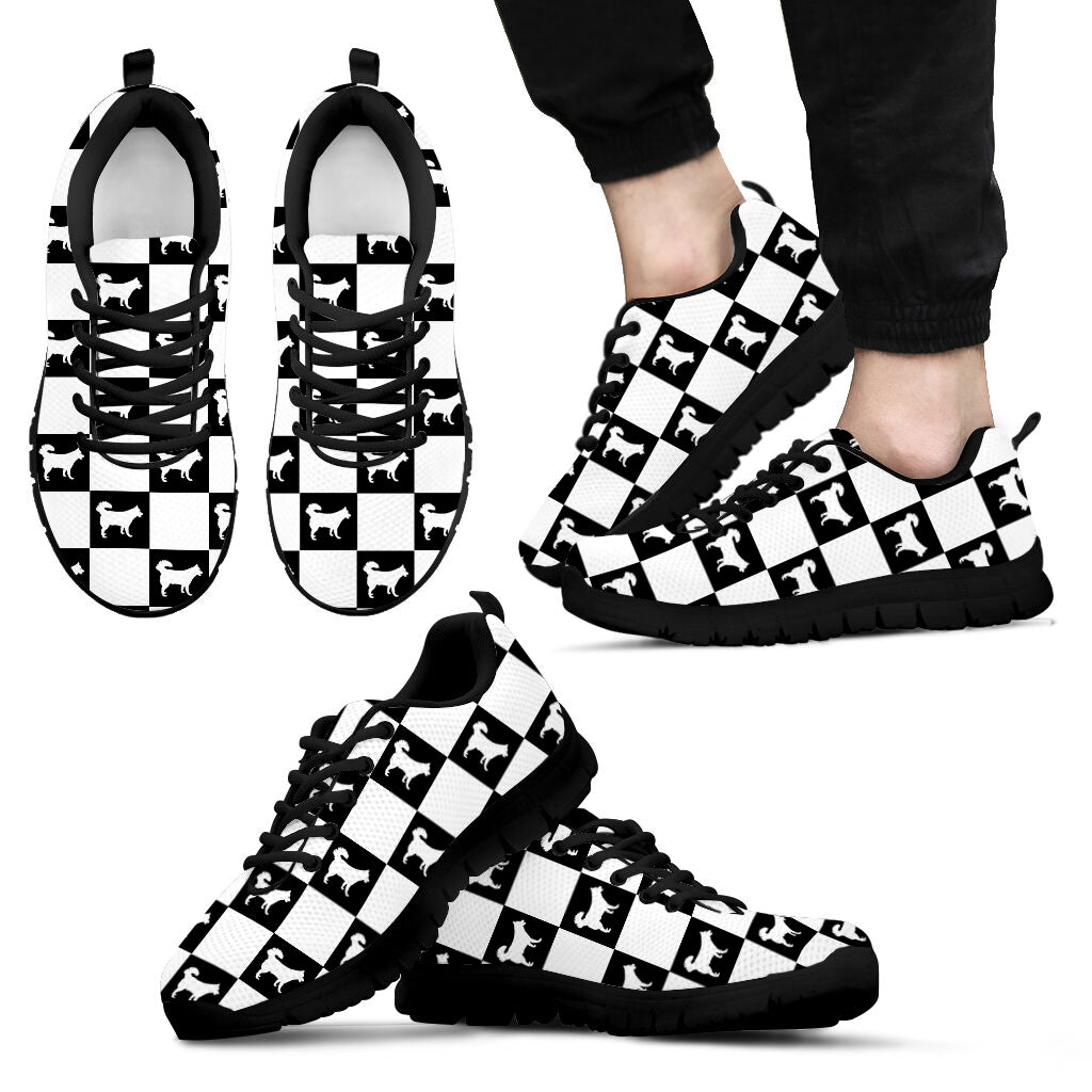 Husky Dog Lover Shoes Caro Pattern Black And White Walking Shoes – Best Shoes For Dog Lover, Best Gift For Dog Mom