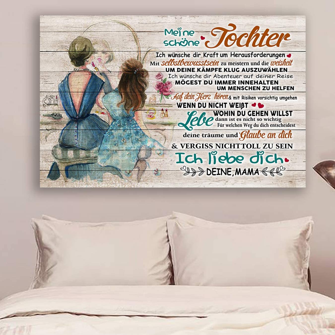 Poster for Room Aesthetic -Command Strips Wall Decor – Hn115 Family Poster – Mom to Daughter – I Wish You The Strength-German