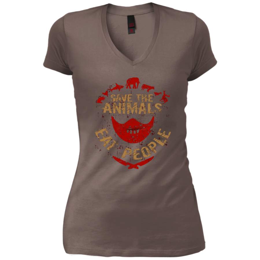 save the animals, EAT PEOPLE V-Neck T-Shirt