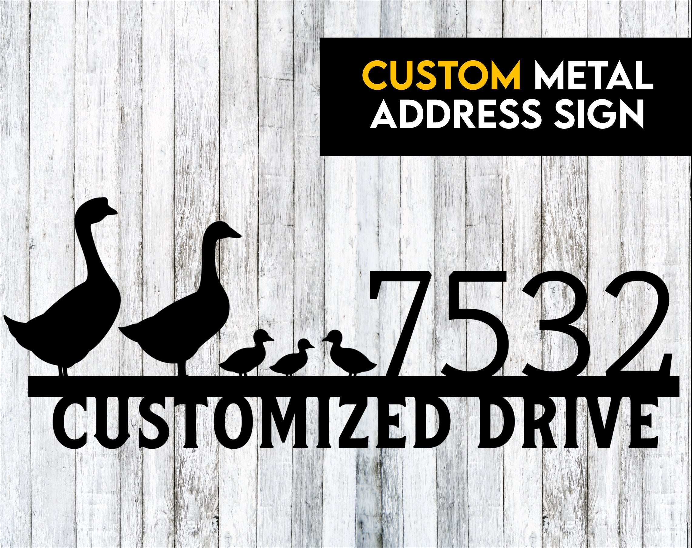 Duck And Ducklings Custom Metal Address Sign Custom Address Sign Farm Address Sign 14G Steel