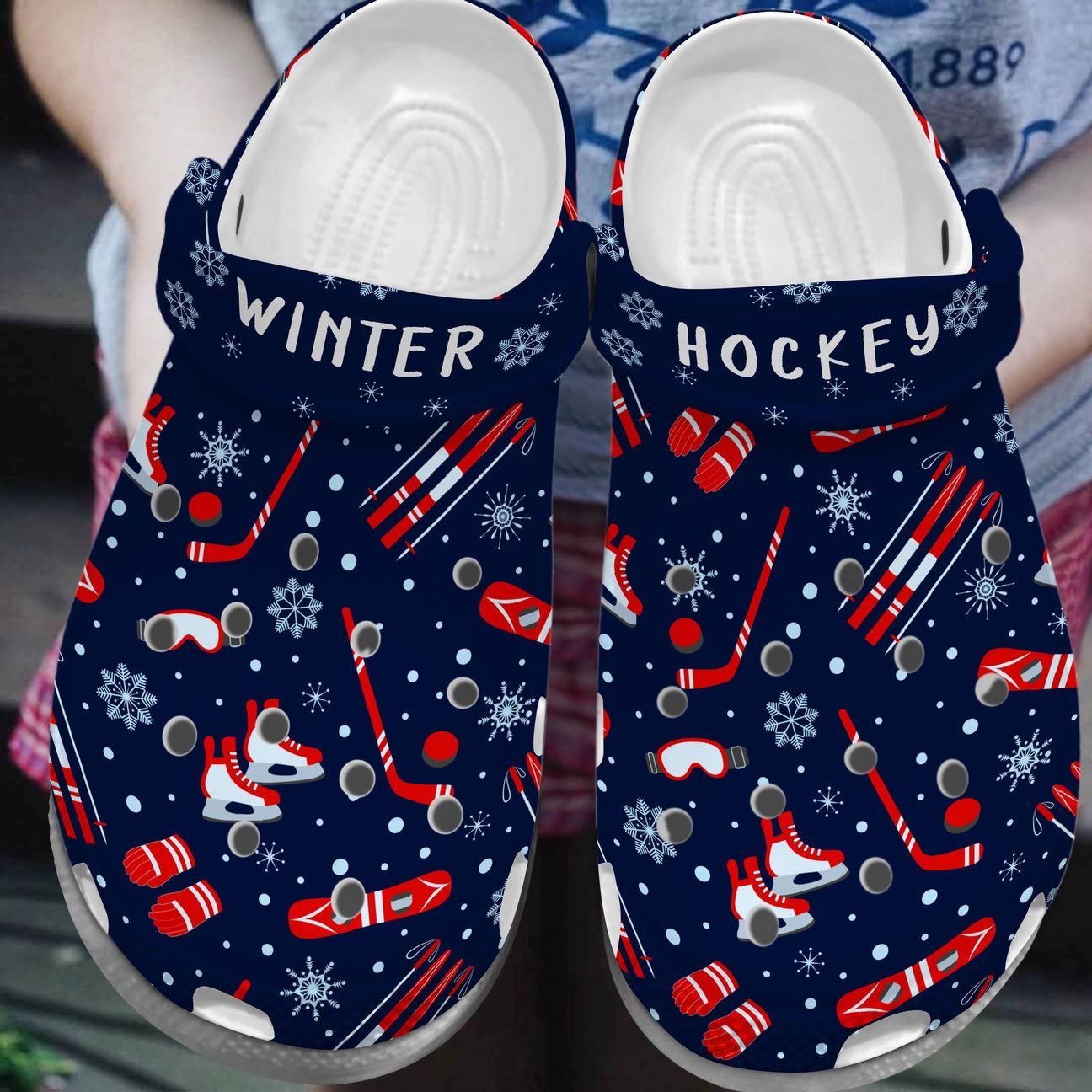 Hockey Personalized Clog, Custom Name, Text, Color, Number Fashion Style For Women, Men, Kid, Print 3D Winter Hockey