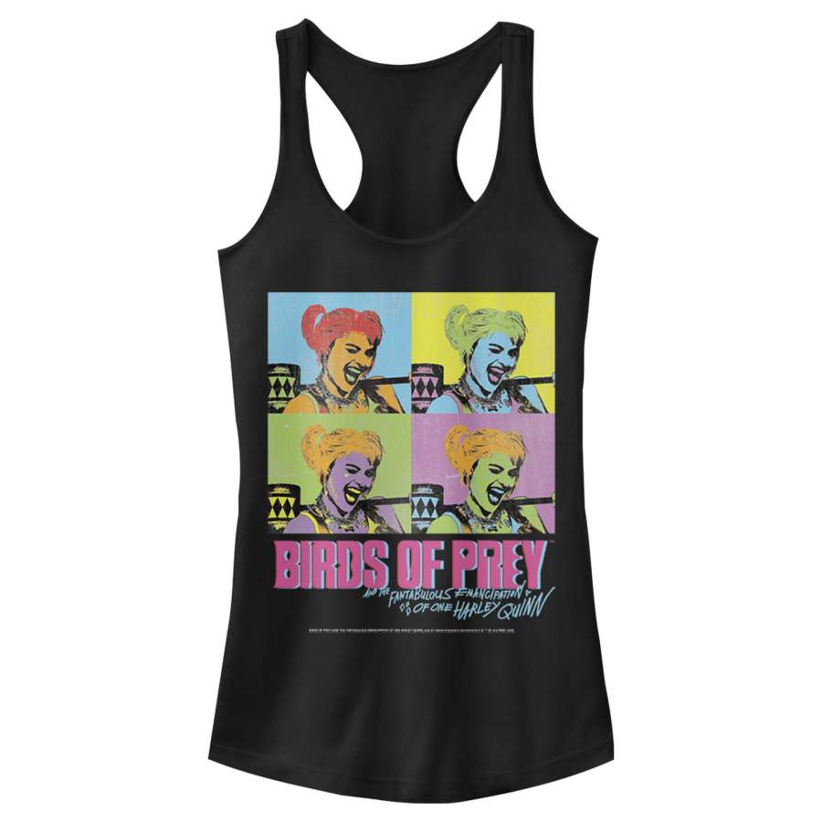 Birds of Prey Junior’s Harley Quinn Pop Art  Racerback Tank