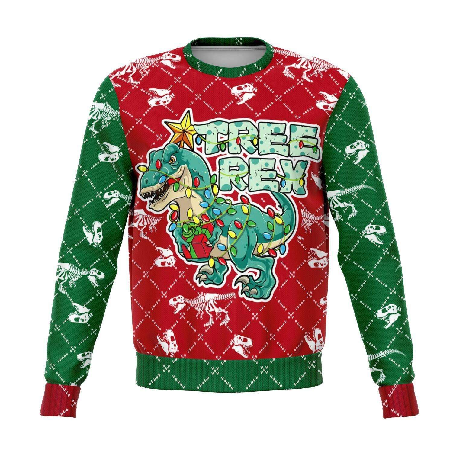 Tree Rex – Tree Dinosaur Funny 3D Ugly Christmas Holiday Sweater Style Fashion Sweatshirt