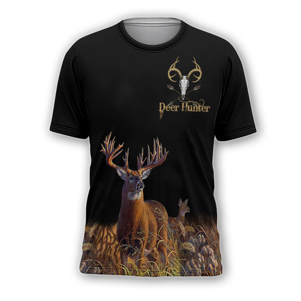 ViticStore™ Deers Hunting 3D Black Shade All Over Printed XL T-shirt For Men