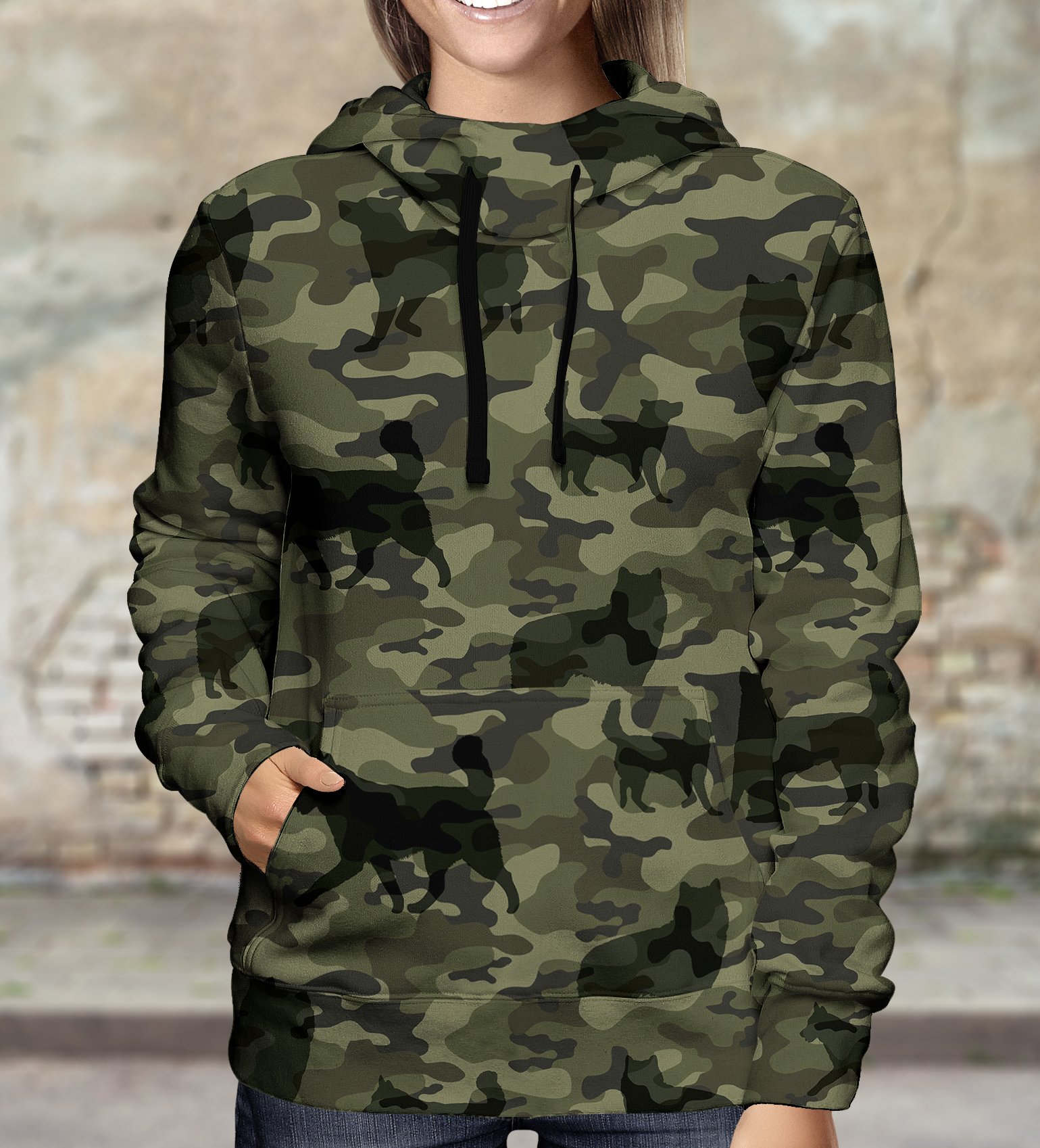 Street Style With Alaskan Malamute Camo Hoodie V1